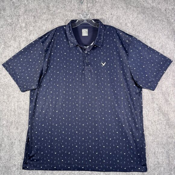 Callaway Shirt Mens Size 2XL Blue Opti Dri Polo Short Sleeve Golf Martinis Tees - Picture 2 of 10